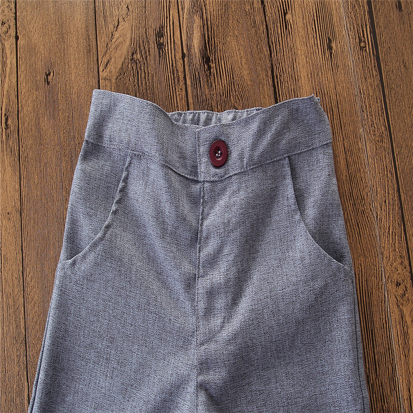 Boys Grey V-Neck Single Breasted Pure Cotton 3 Piece Suit