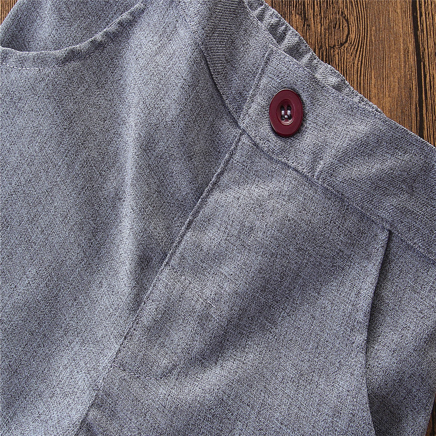 Boys Grey V-Neck Single Breasted Pure Cotton 3 Piece Suit