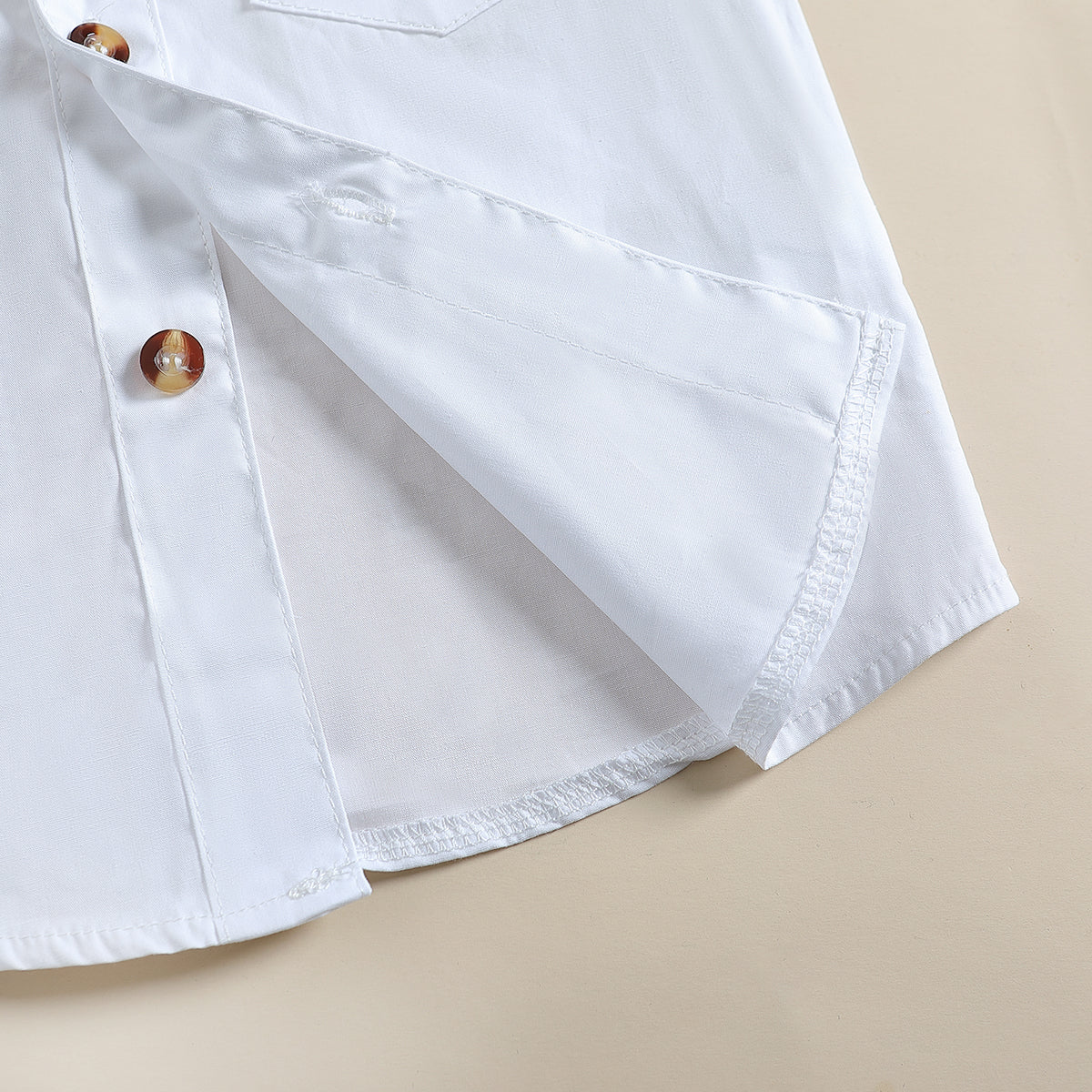 Boys Navy Blue & White Band Collar Shirt & Trousers With Suspenders
