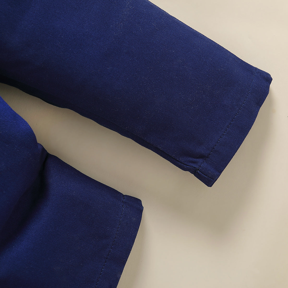 Boys Navy Blue & White Band Collar Shirt & Trousers With Suspenders