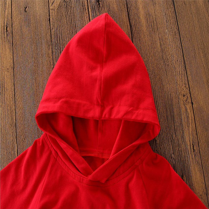 Girls Red Floral Hooded Sweatshirt with Pyjamas