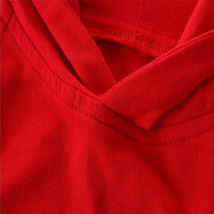Girls Red Floral Hooded Sweatshirt with Pyjamas