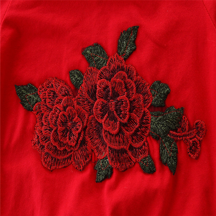 Girls Red Floral Hooded Sweatshirt with Pyjamas