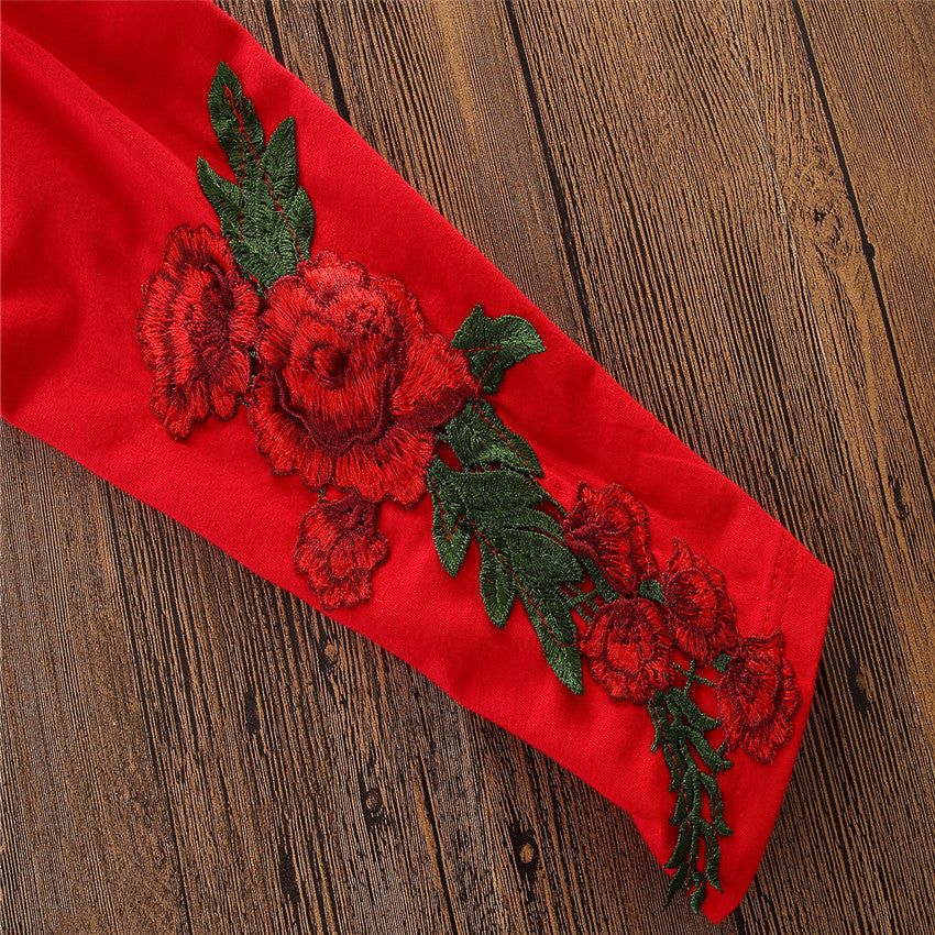 Girls Red Floral Hooded Sweatshirt with Pyjamas
