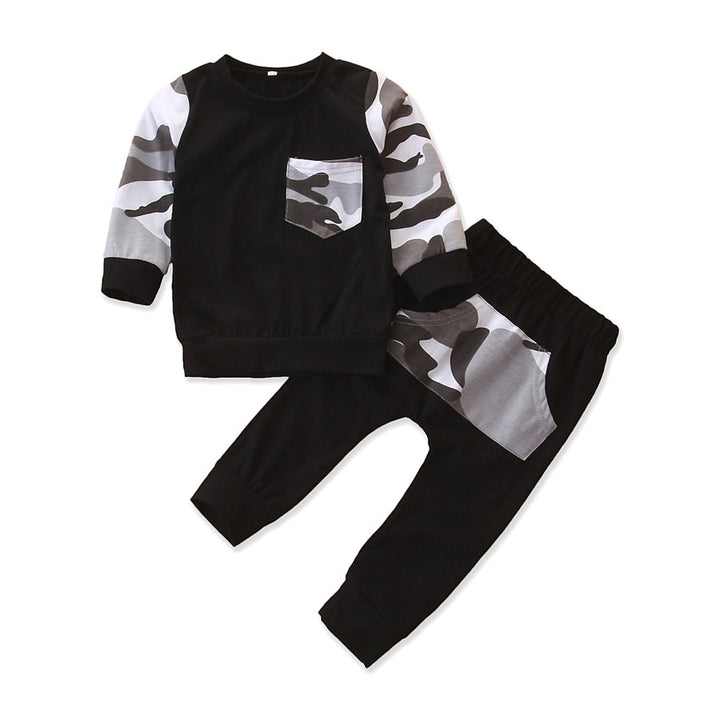 Boys Black Printed T-shirt With Pyjamas