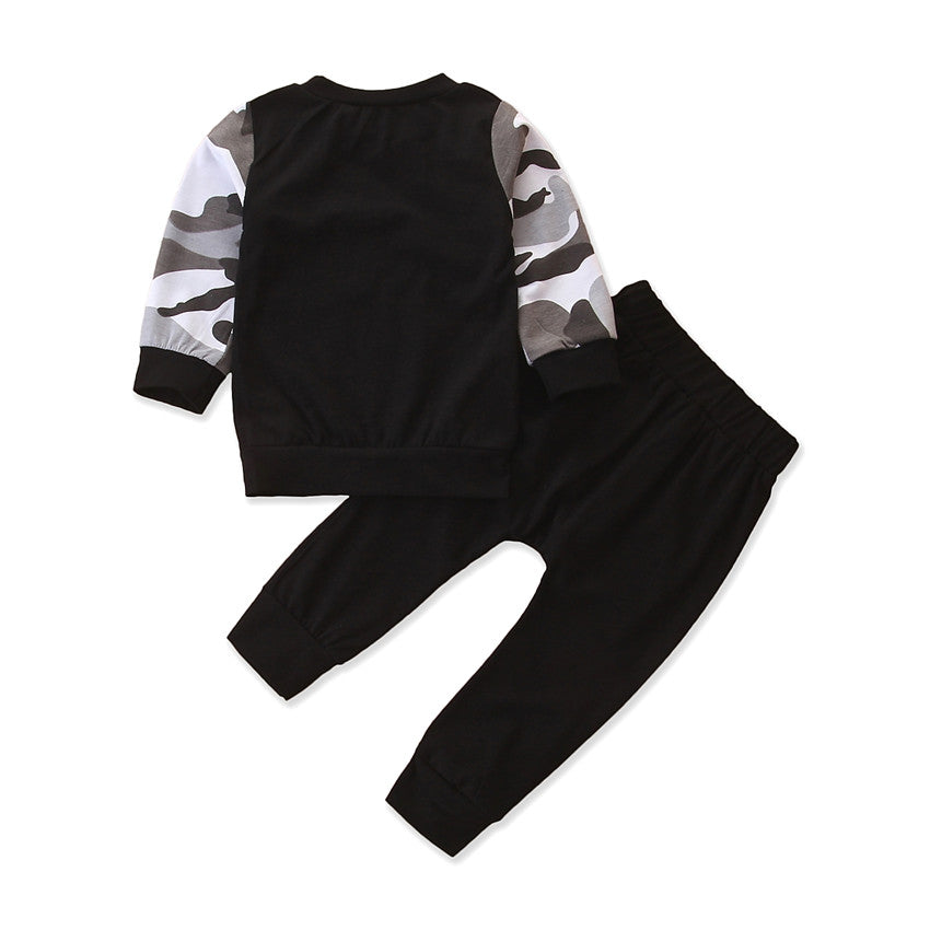 Boys Black Printed T-shirt With Pyjamas