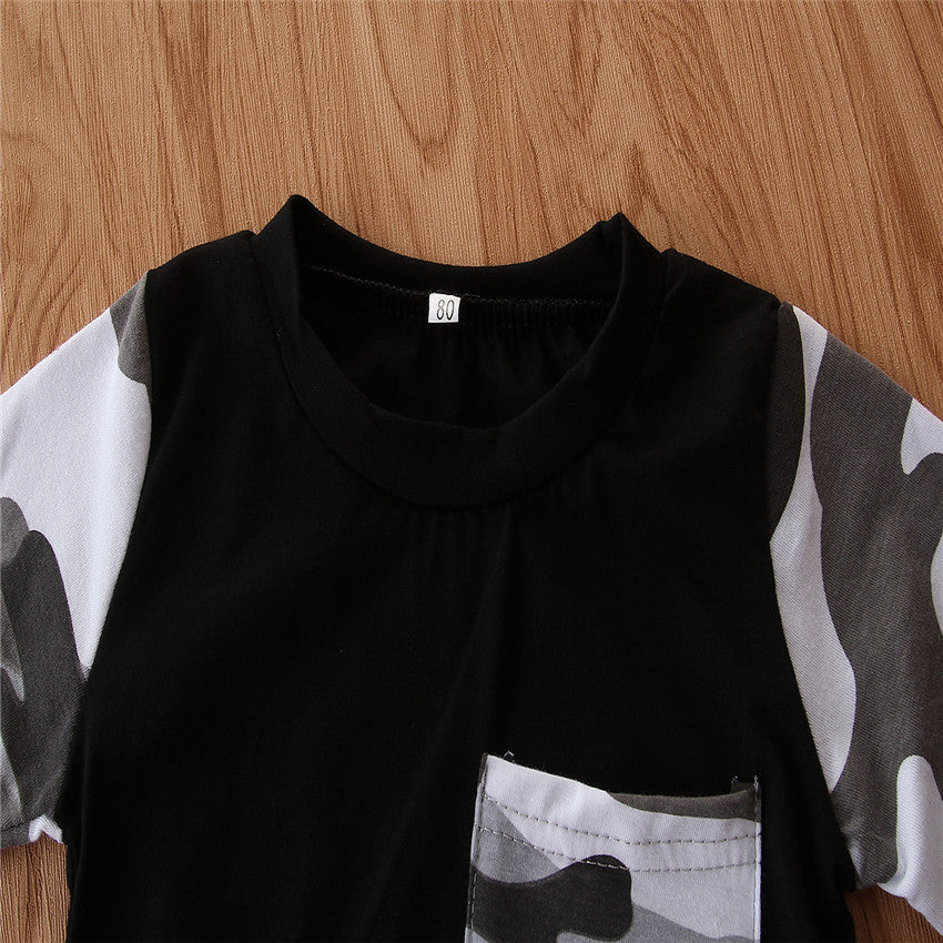 Boys Black Printed T-shirt With Pyjamas