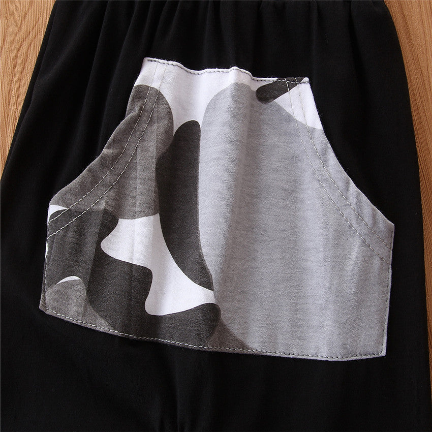 Boys Black Printed T-shirt With Pyjamas