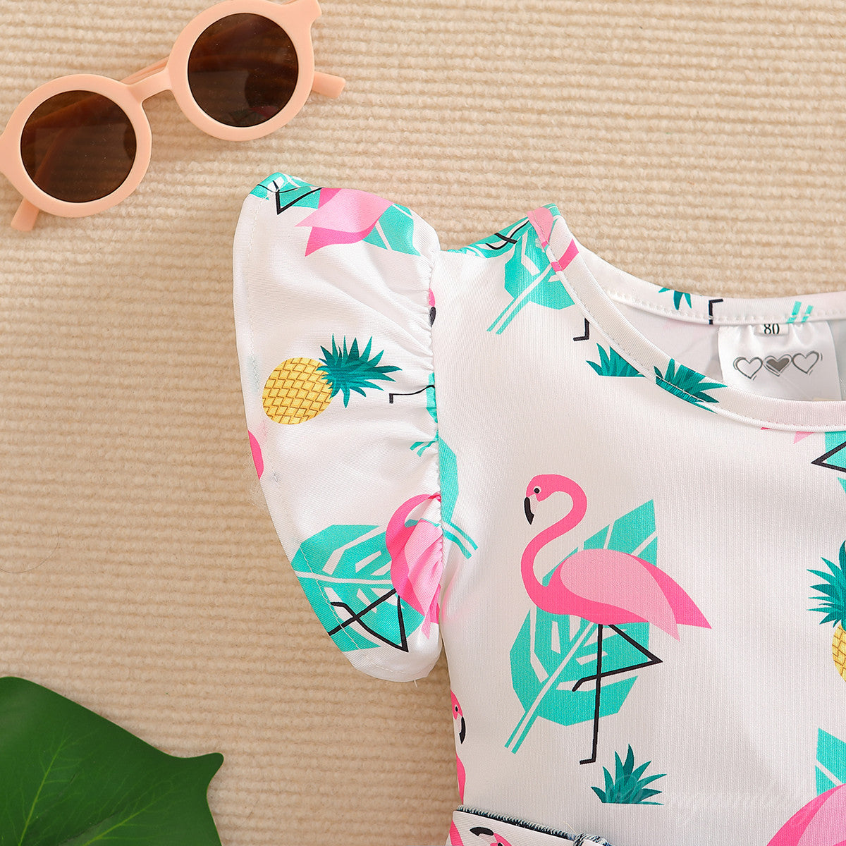 Girls White & Blue Printed Top with Shorts