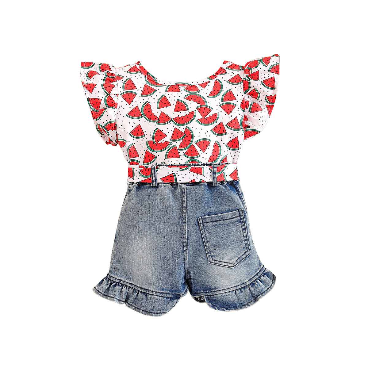 Girls Red, White & Blue Printed Top with Capris