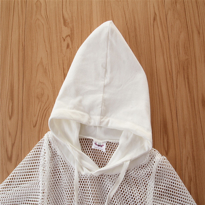 Girls White Woven Design Top and T-shirt With Trousers