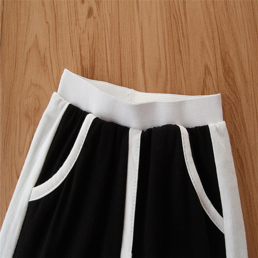 Girls White Woven Design Top and T-shirt With Trousers