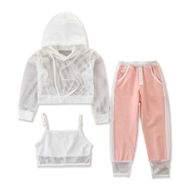 Girls Pink and White Hooded T-shirt and Shirt with Pyjamas