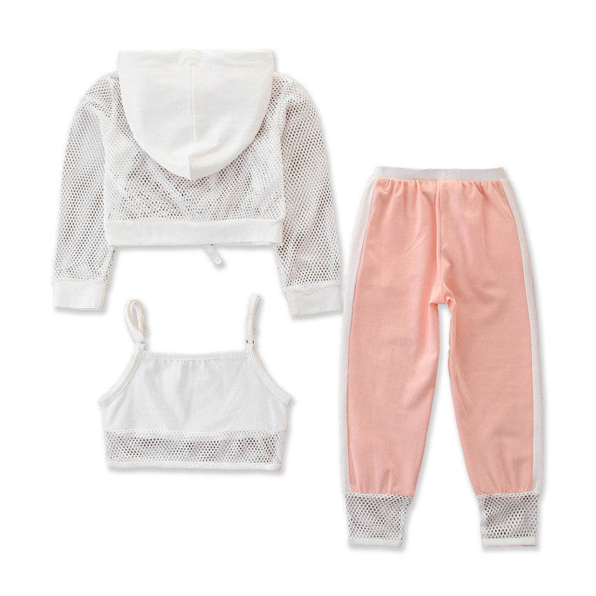 Girls Pink and White Hooded T-shirt and Shirt with Pyjamas