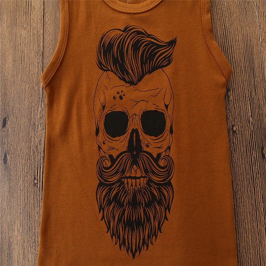 Boys Brown Camouflage Printed Straight Leg Dungaree With T-Shirt