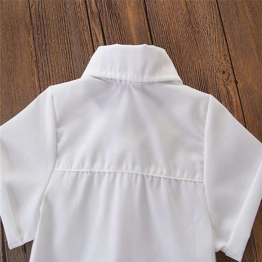Infants Boys White & Grey Shirt With Shorts