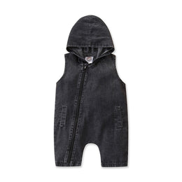 Infants Boys Hooded Cotton Rompers