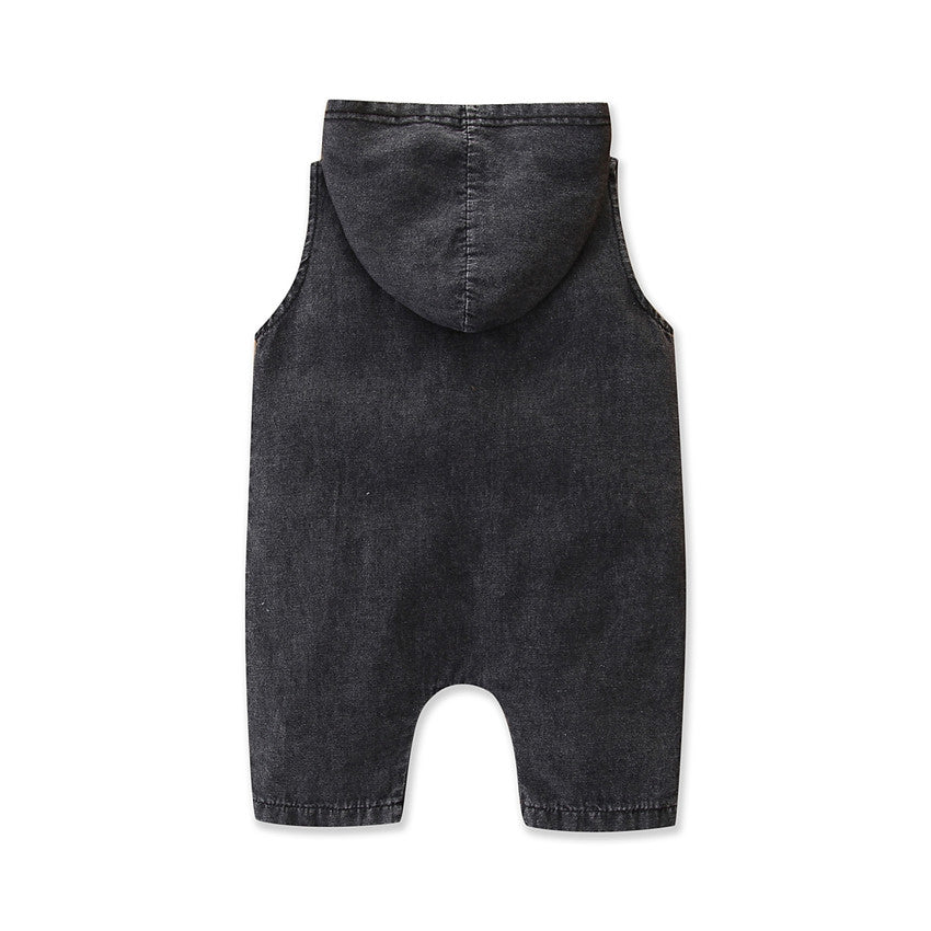 Infants Boys Hooded Cotton Rompers