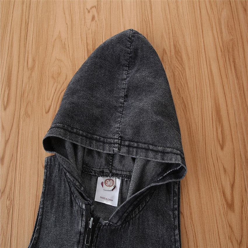Infants Boys Hooded Cotton Rompers