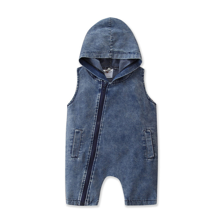 Blue Infants Boys Cotton Hooded Romper