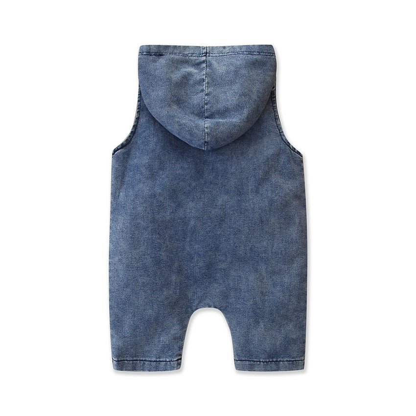Blue Infants Boys Cotton Hooded Romper