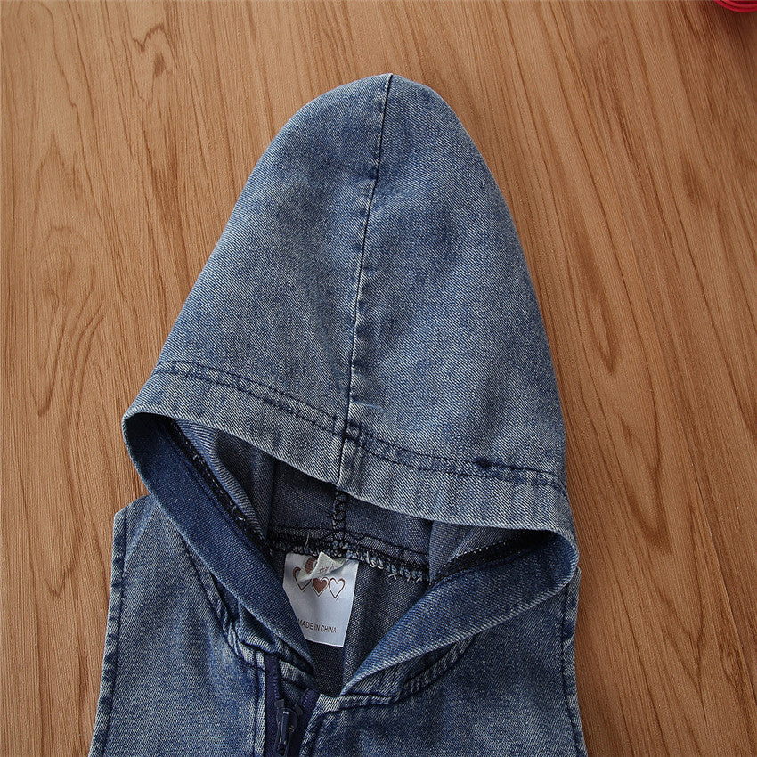 Blue Infants Boys Cotton Hooded Romper