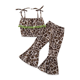 Girls Brown Printed Top With Palazzos