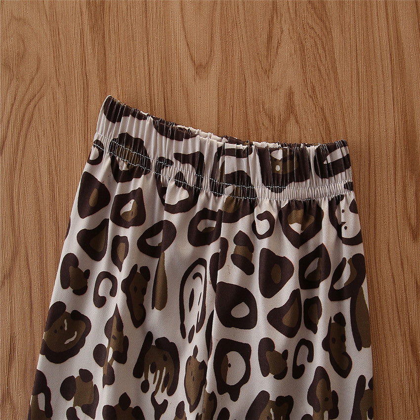 Girls Brown Printed Top With Palazzos