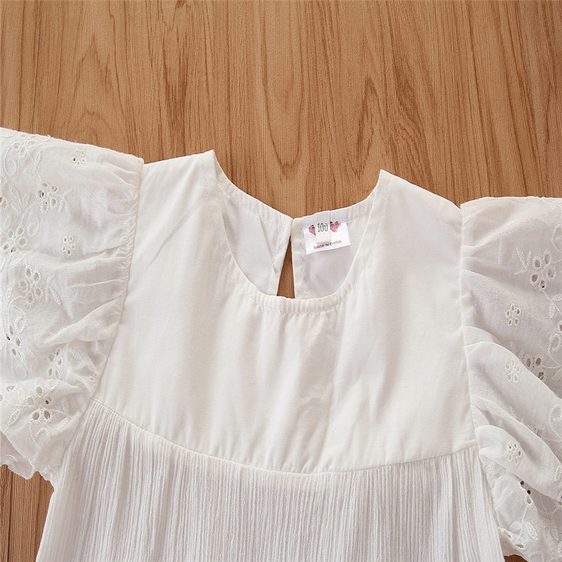 Girls White & Mustard Top With Shorts