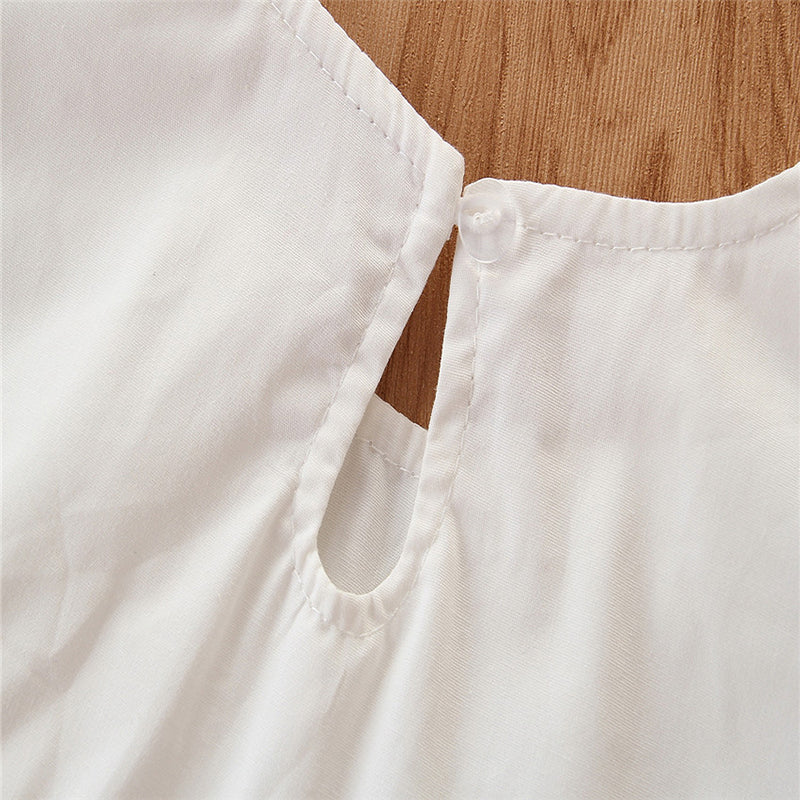 Girls White & Mustard Top With Shorts
