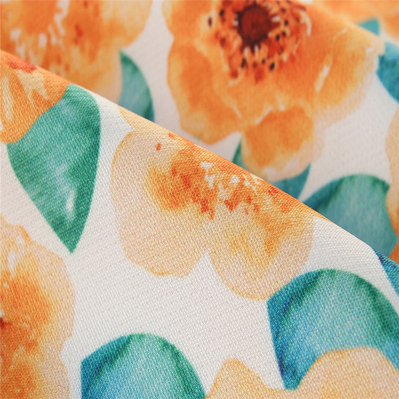 Girls Orange & Blue Printed Top With Shorts