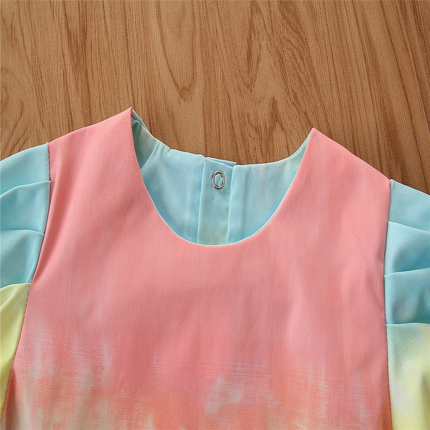 Girls Blue Dyed Top with Shorts