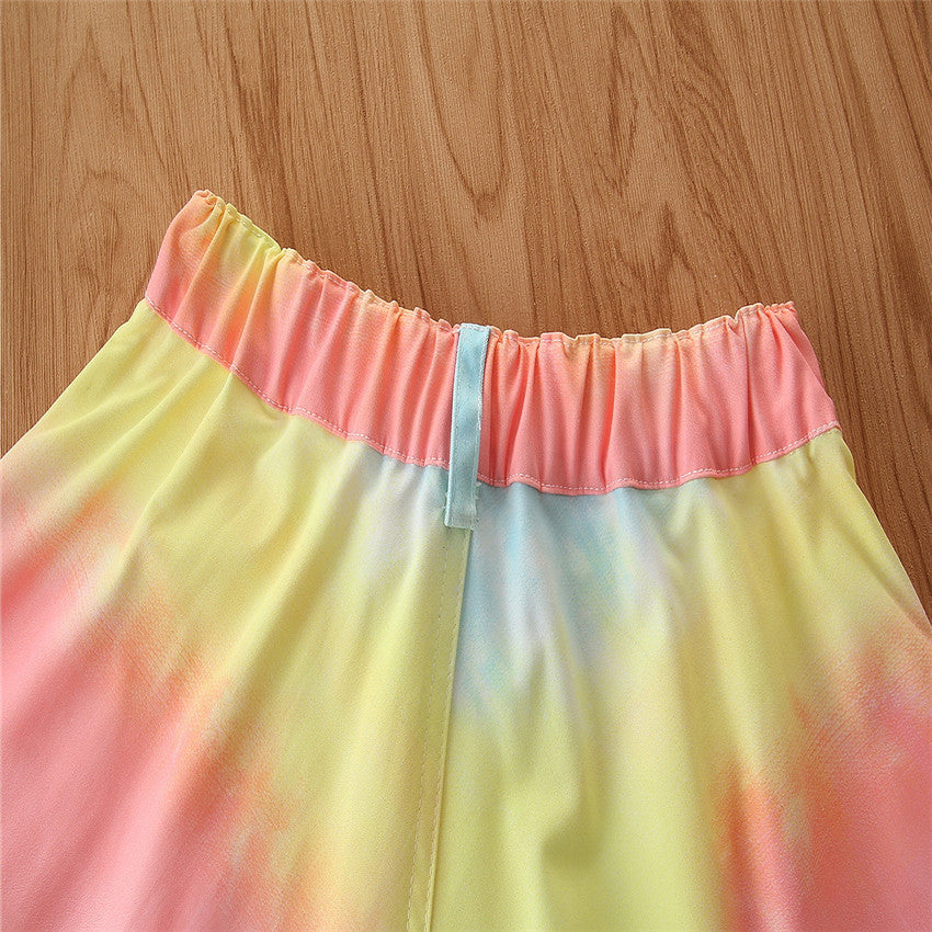 Girls Blue Dyed Top with Shorts