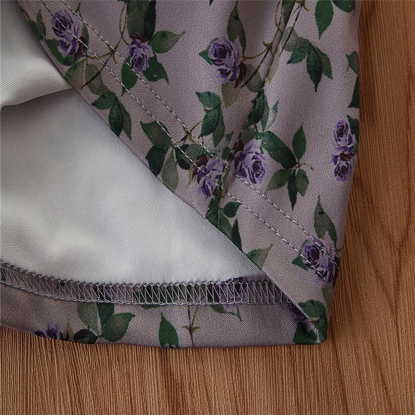 Girls White & Purple One Shoulder Pure Cotton Top With Printed Shorts