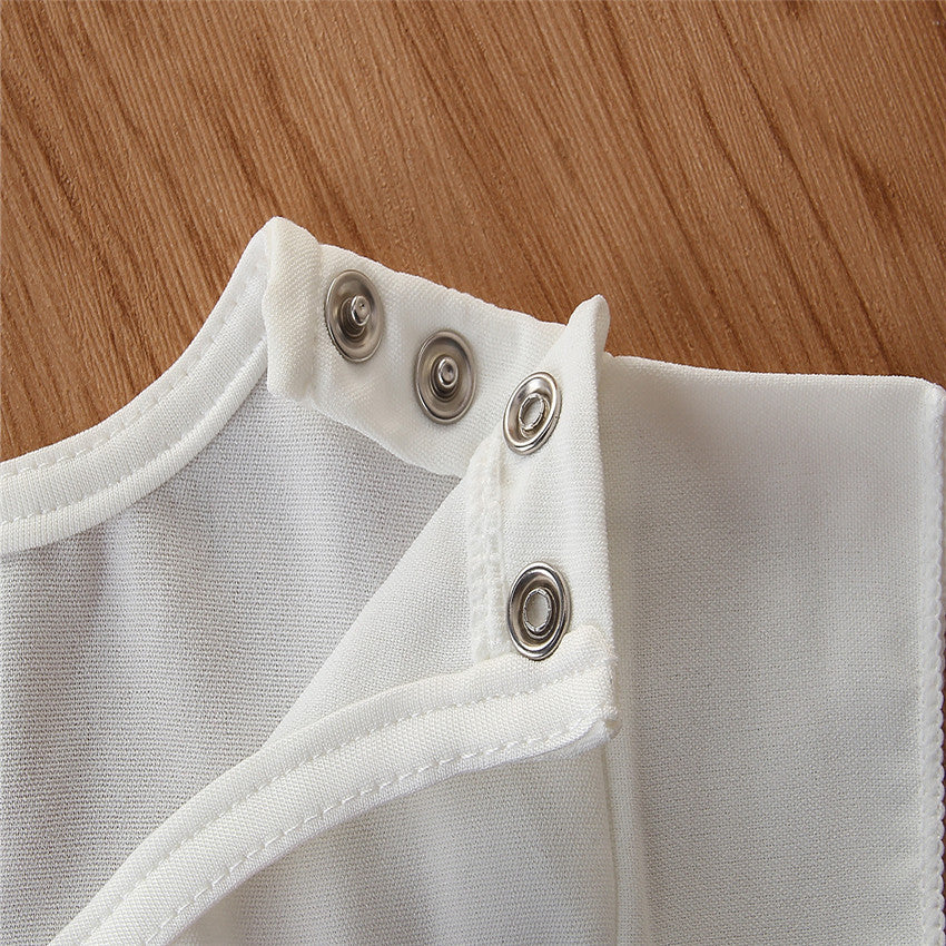 Girls White Printed Pure Cotton Top with Pyjamas