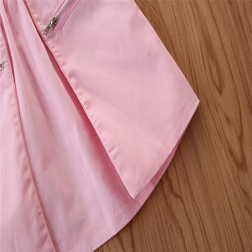 Girls White & Pink Printed Smocked Top With Skirt