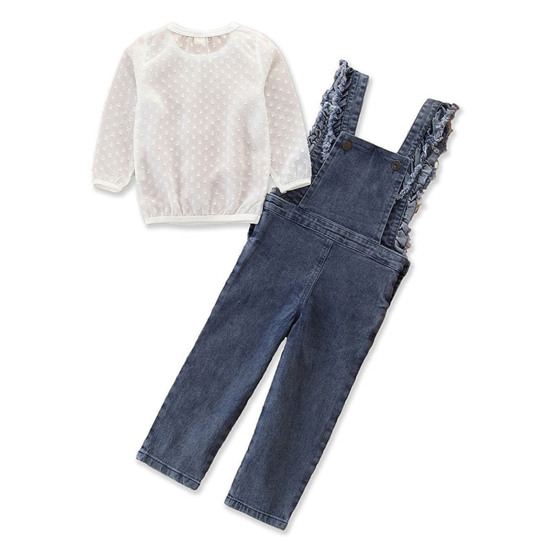 Girls White Dungarees With Top