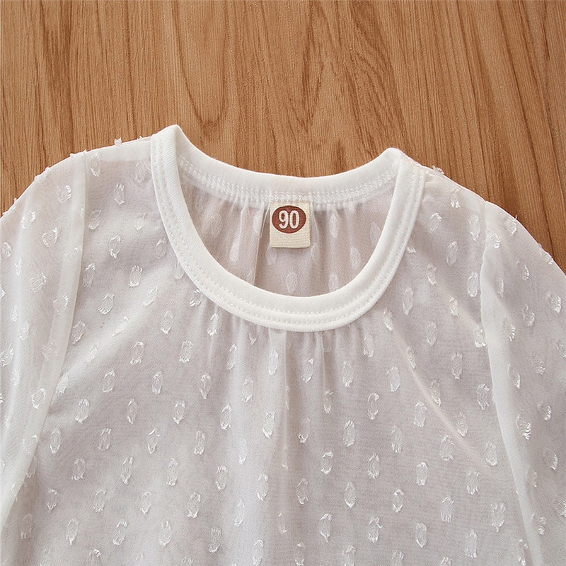 Girls White Dungarees With Top