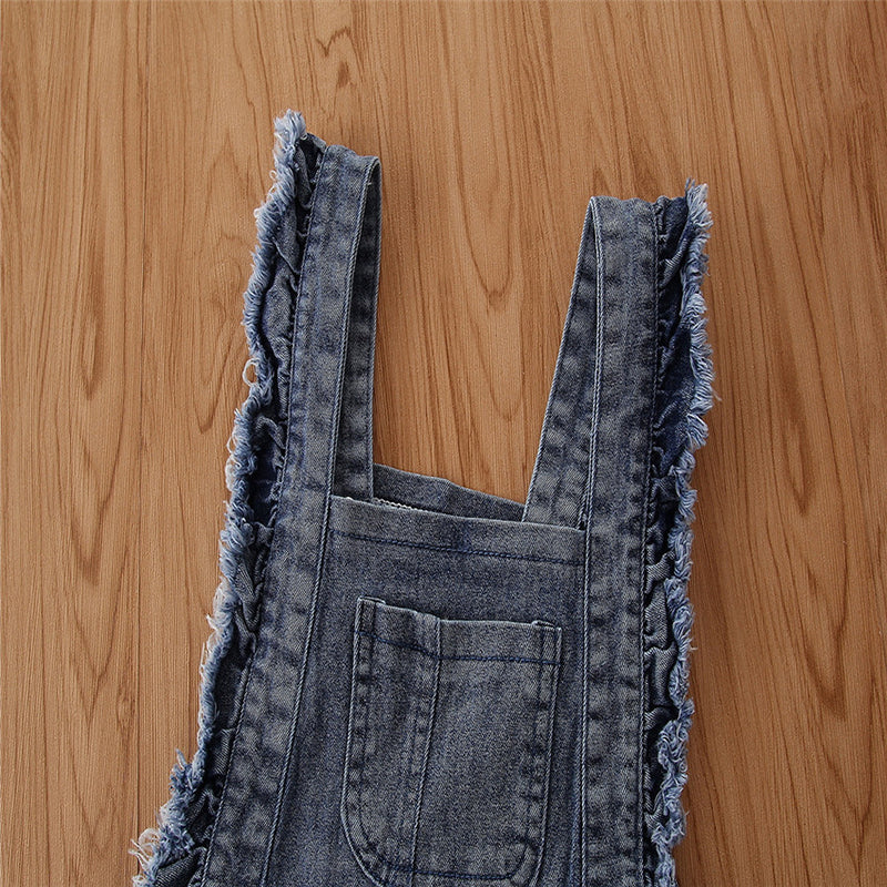 Girls White Dungarees With Top