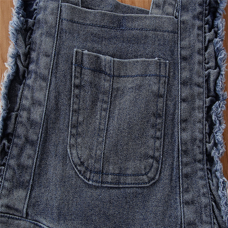 Girls White Dungarees With Top