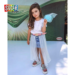 Girls White Top with Skirt