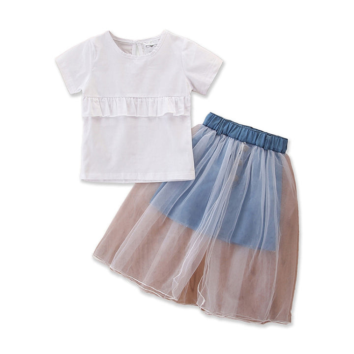 Girls White Top with Skirt