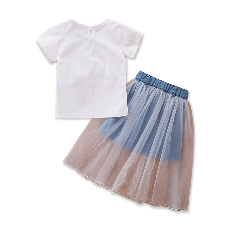 Girls White Top with Skirt