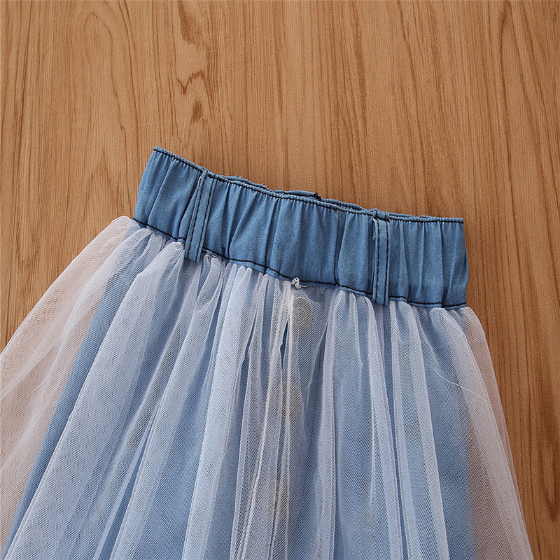 Girls White Top with Skirt