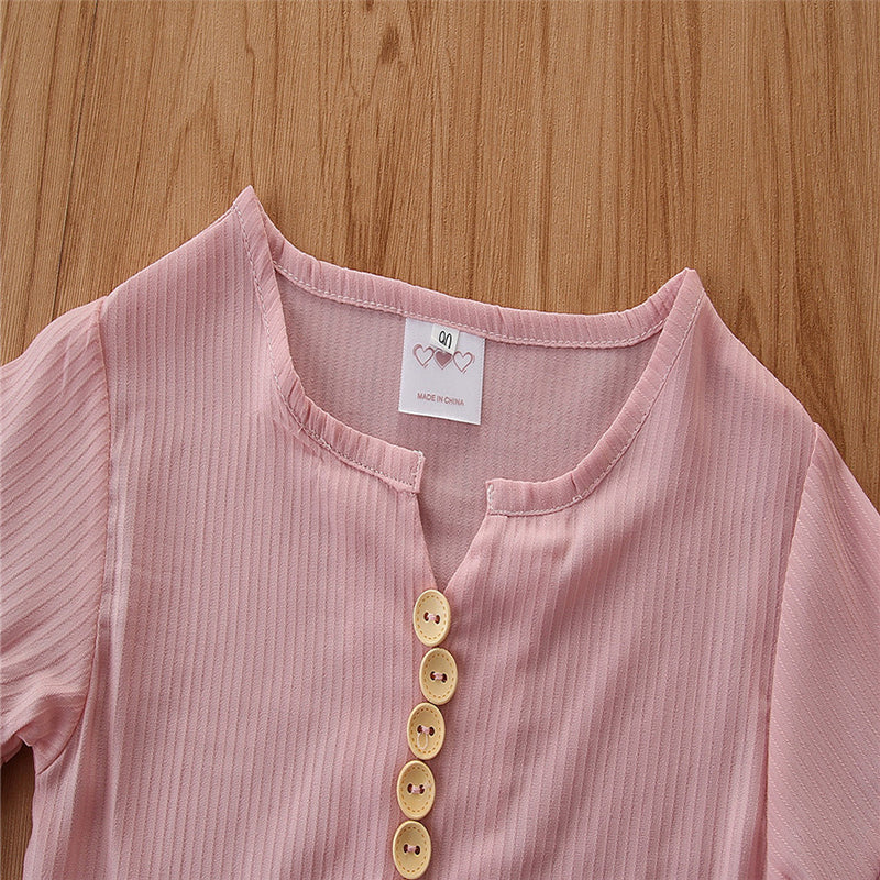 Girls Pink Round Neck Top With Palazzos