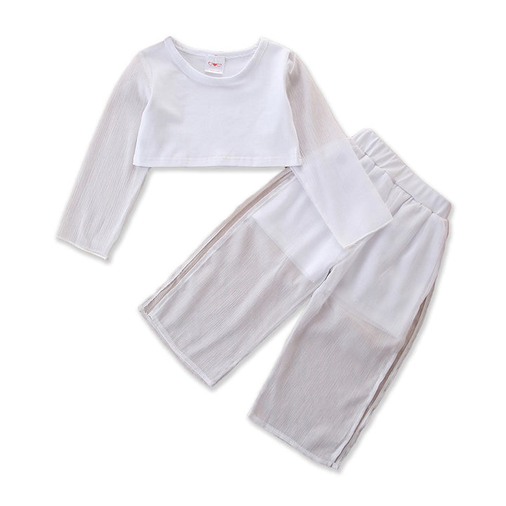Girls White Crop Top with Palazzos