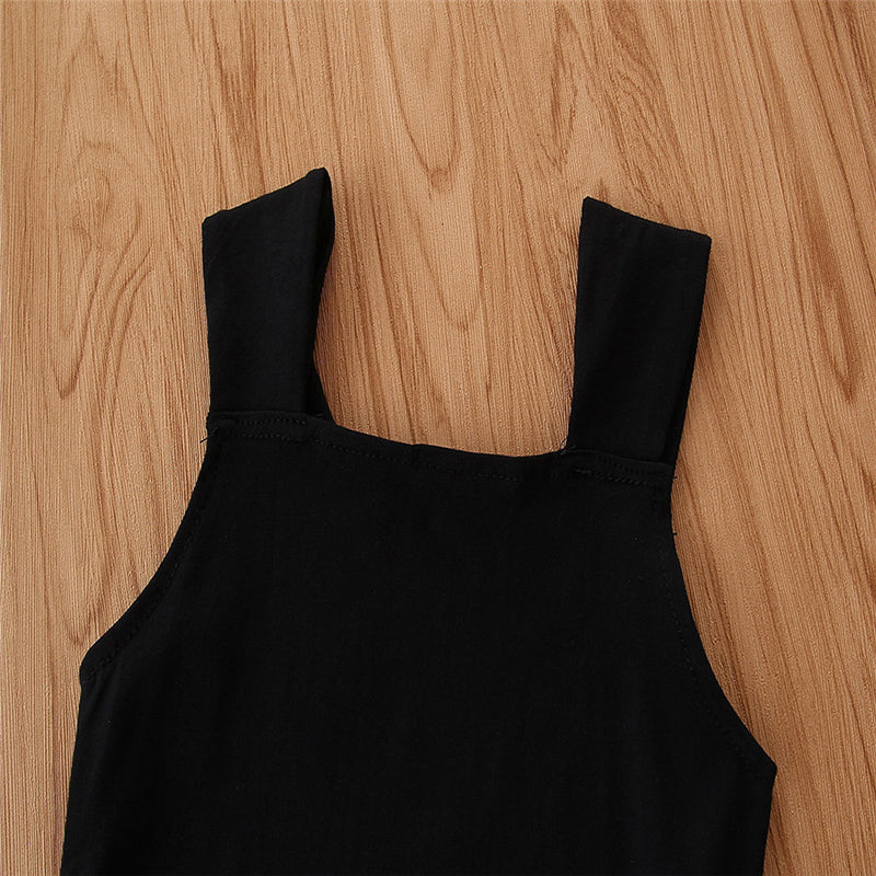 Girls Black & Cream Sleeveless Top With Trousers