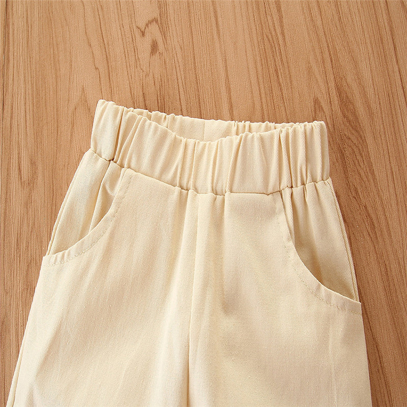 Girls Black & Cream Sleeveless Top With Trousers