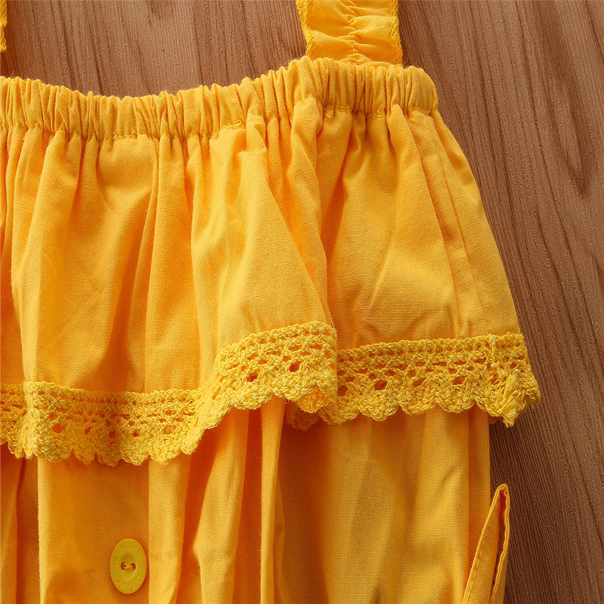 Girls Yellow Self Design Top With Palazzos
