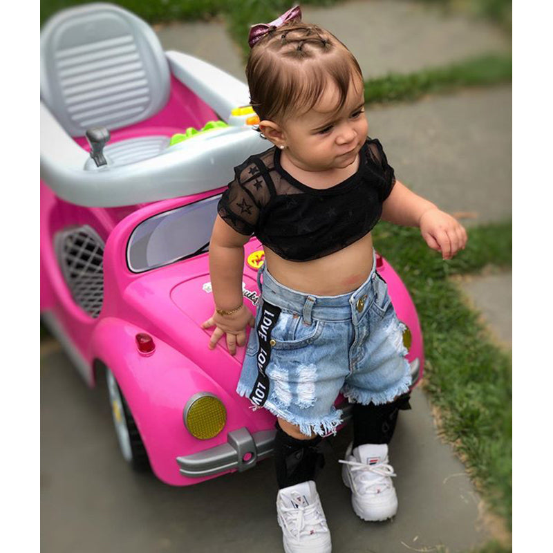 Girls Black Top With Shorts